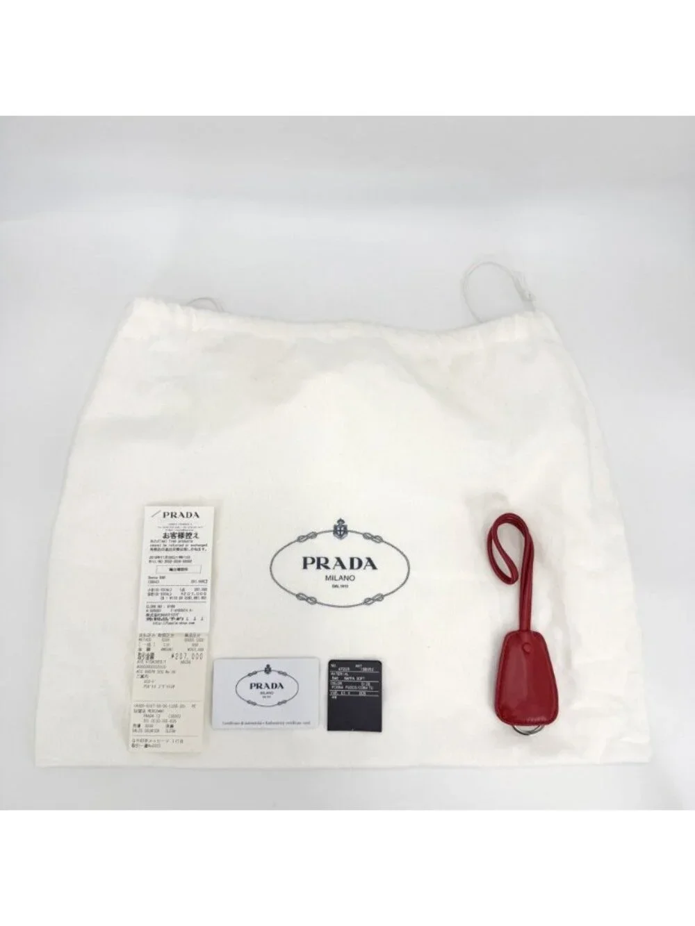Prada Handbag Nappa Tote Leather Red Blue Silver